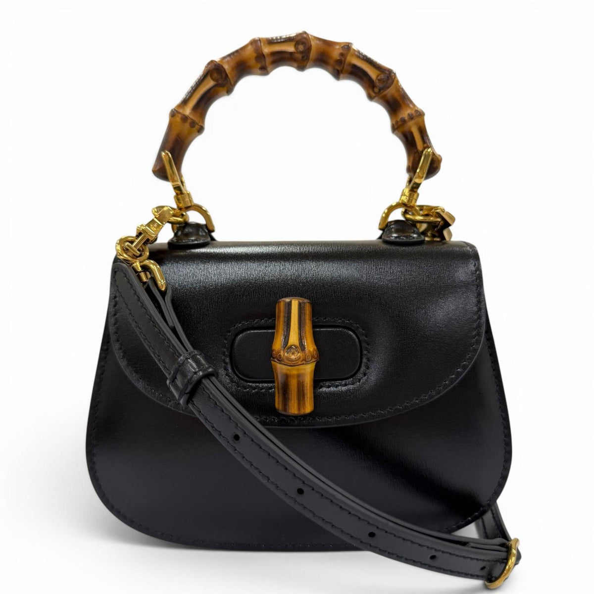 Gucci Black Leather Handbag Shoulder Bag (Pre-Owned)