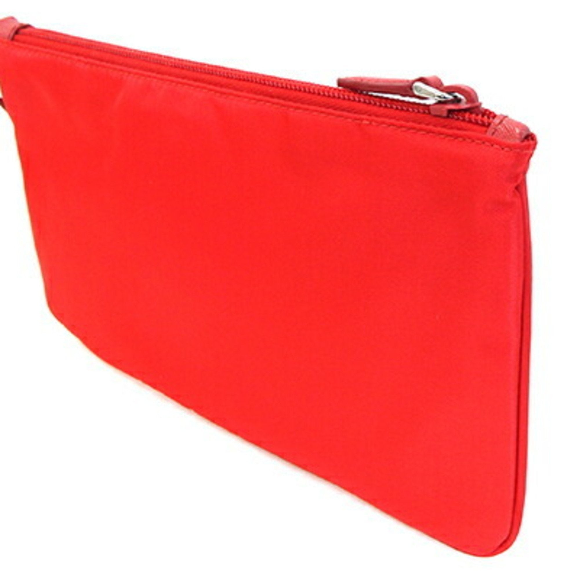 Prada Red Color Nylon Leather Clutch Bag Pouch (Pre-Owned)