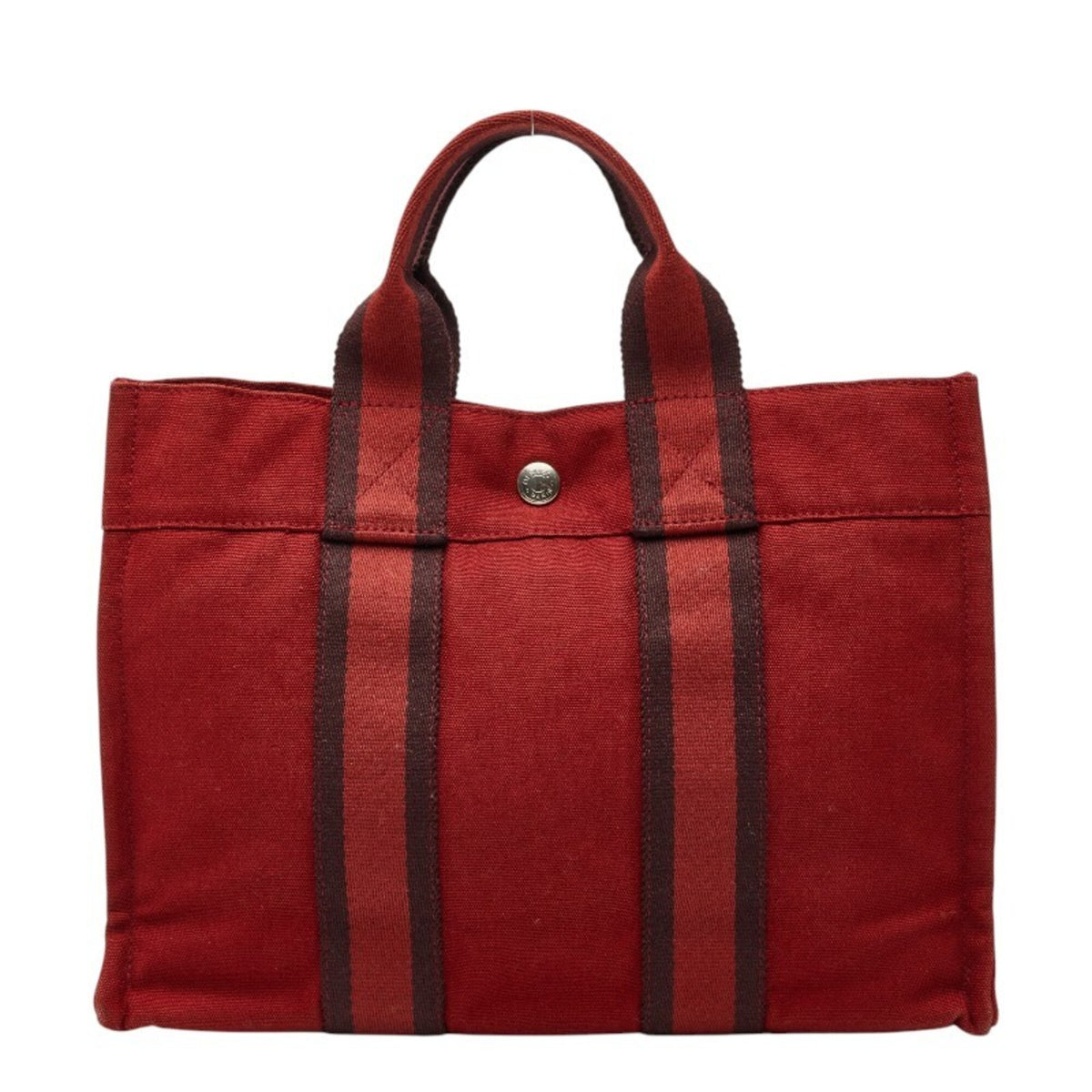 Hermes Fourre Tout Red Color Canvas Handbag (Pre-Owned)