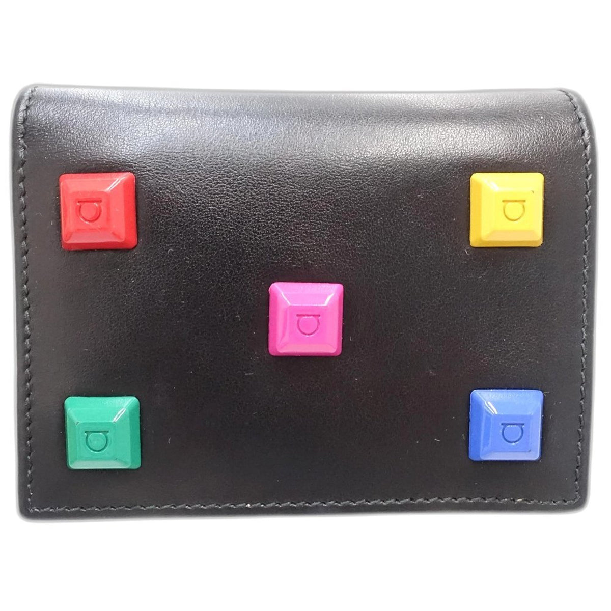 Salvatore Ferragamo Black Multi-Color Leather Wallet (Bi-Fold) (Pre-Owned)