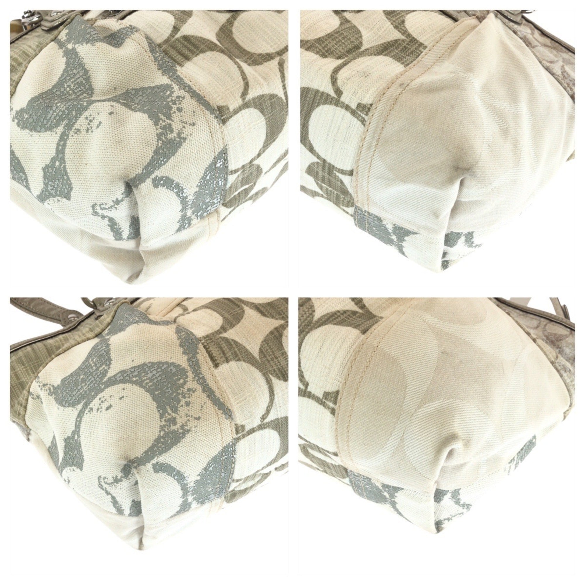 Coach Ivory Signature Line Handbag Tote Bag (Pre-Owned)