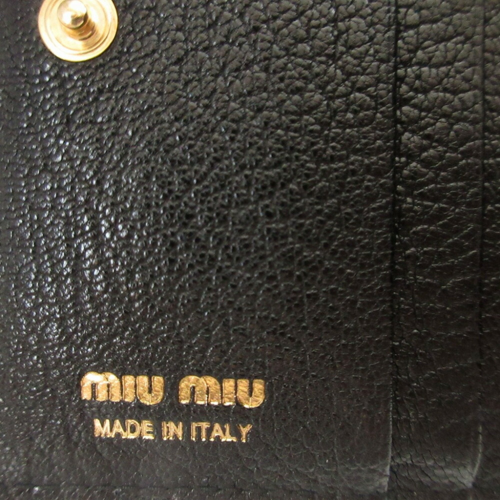 Miu Miu Black Canvas Leather Middle Wallet (Tri-Fold) (Pre-Owned)
