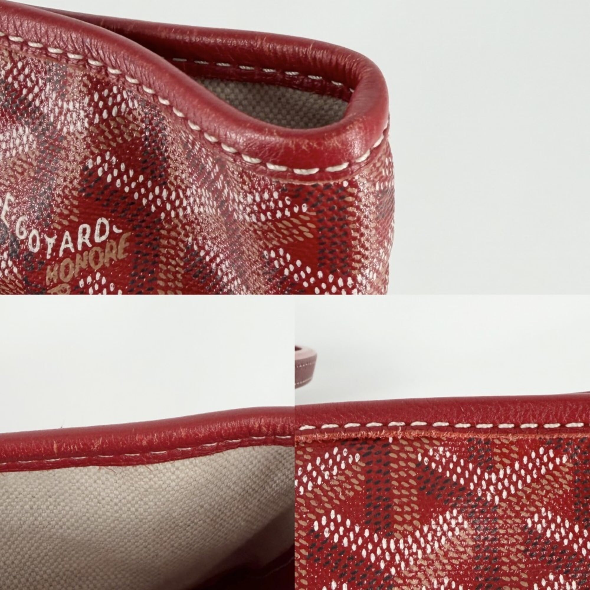 Goyard Red Color Coated Canvas Leather Handbag Tote Bag (Pre-Owned)