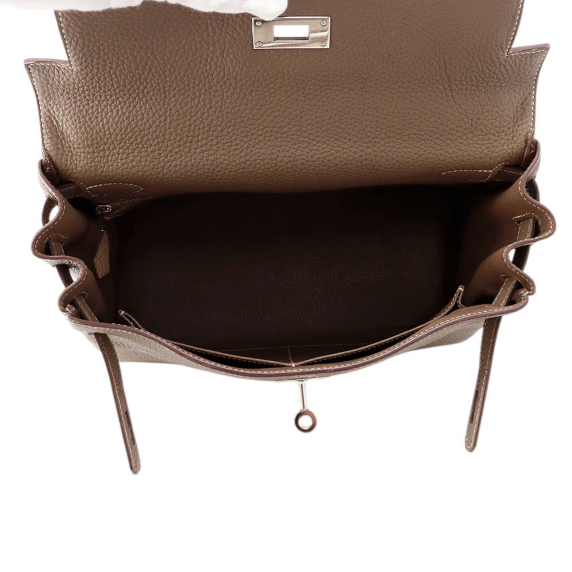 Hermes Kelly Etoupe Gray Togo Leather Handbag (Pre-Owned)