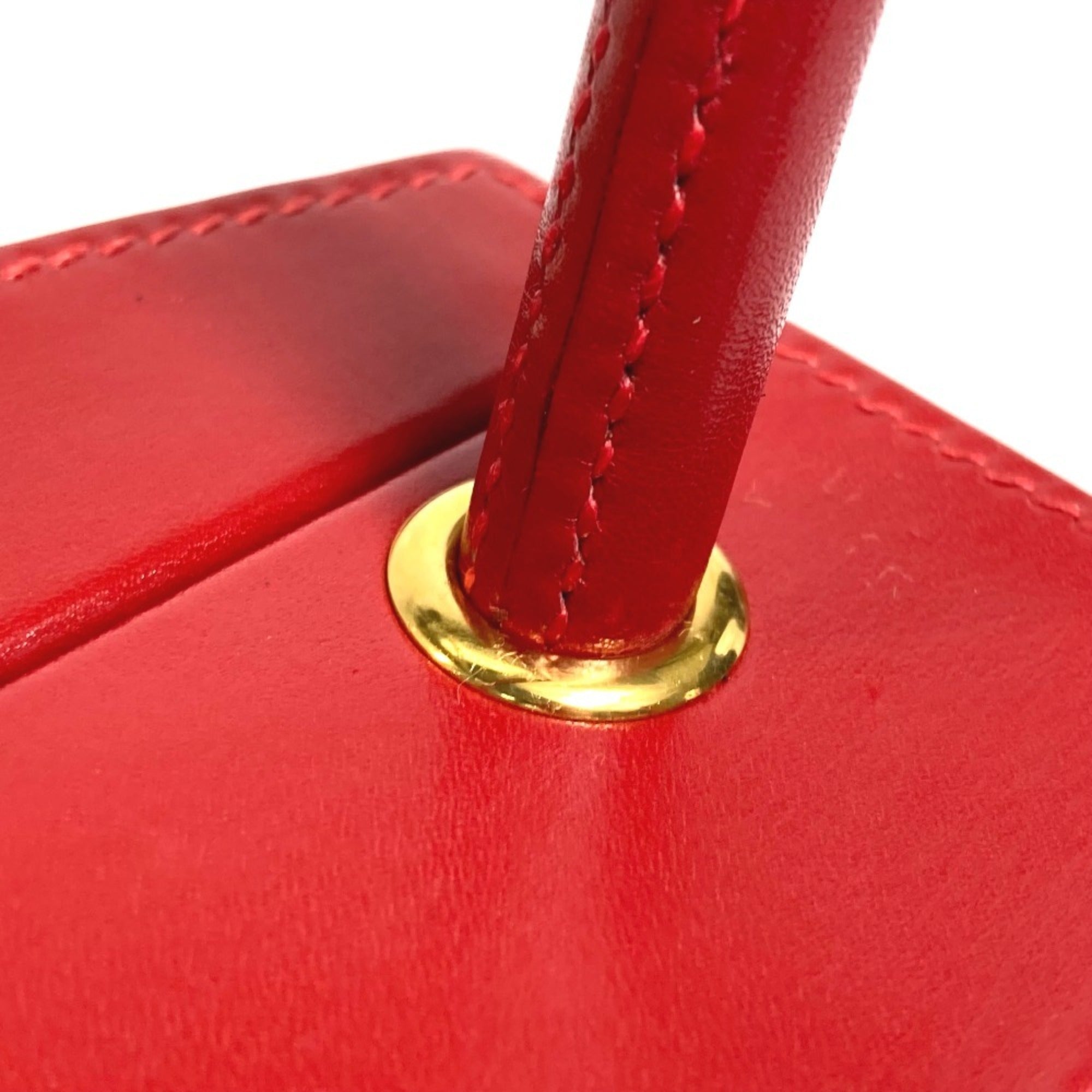 Hermes Red Color Rouge Vif Box Calf Leather Handbag (Pre-Owned)