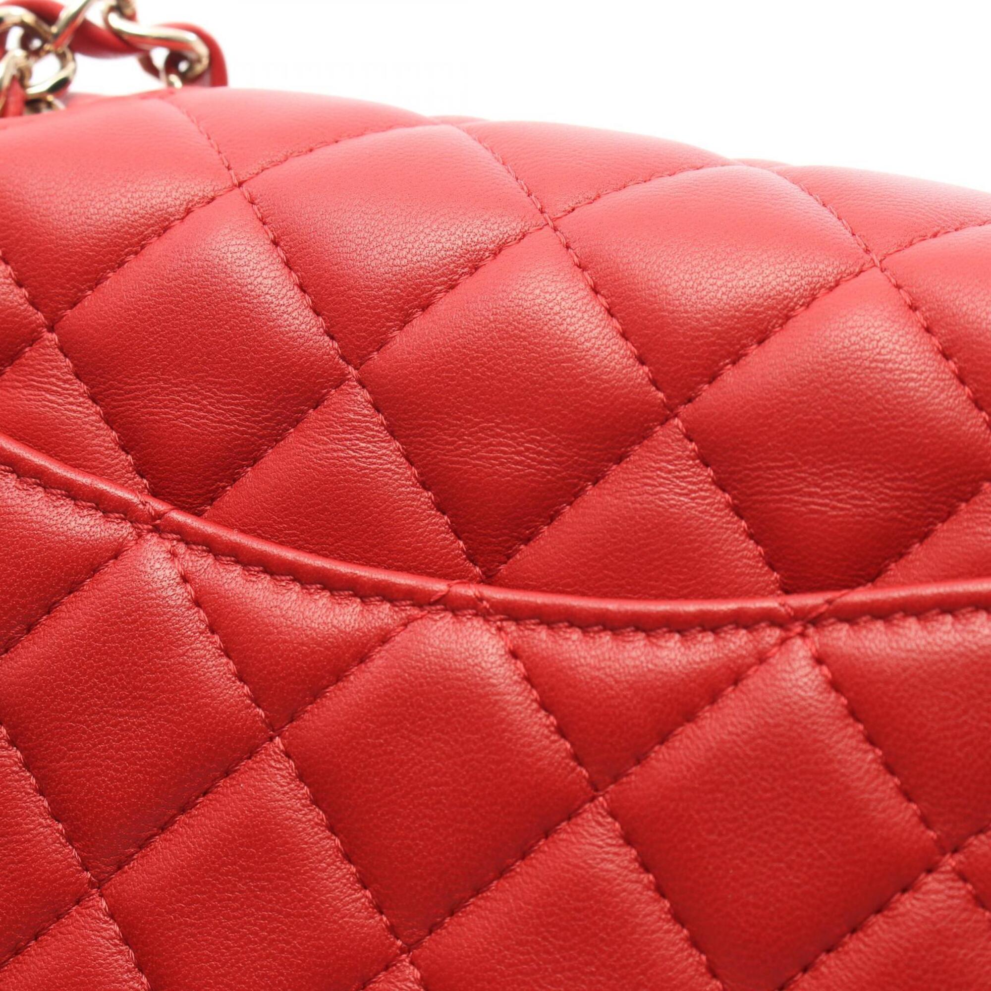 Chanel Red Color Leather Handbag Shoulder Bag (Pre-Owned)