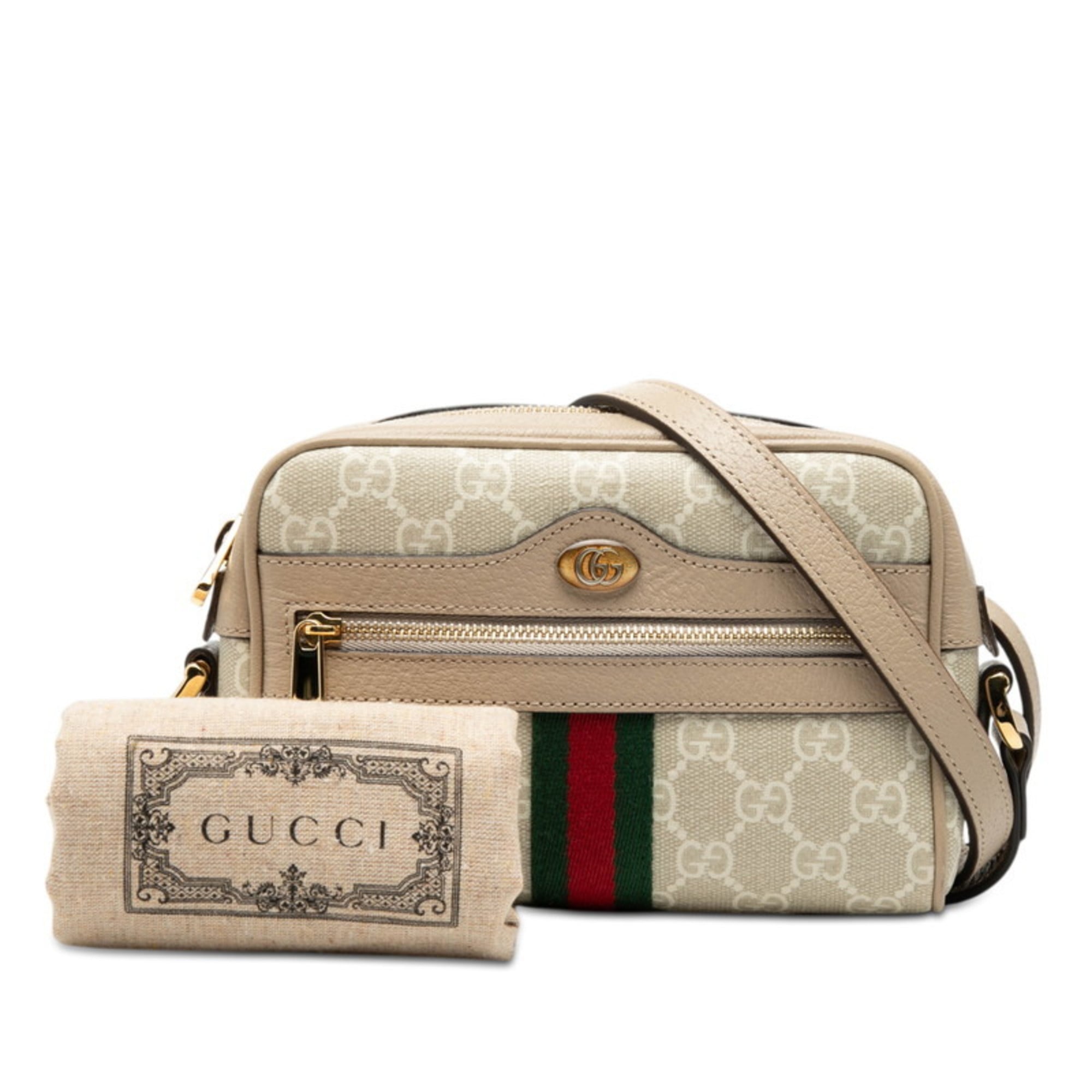 Gucci Beige Leather Pvc Shoulder Bag (Pre-Owned)