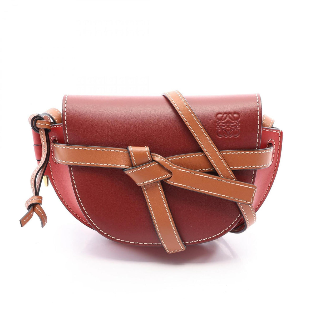 Loewe Bordeaux Brown Red Color Leather Handbag Shoulder Bag (Pre-Owned)