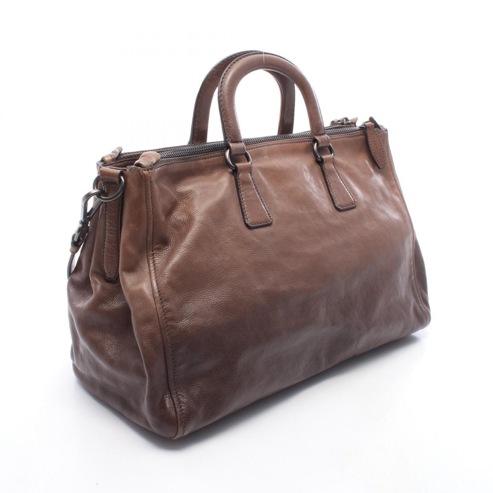 Prada Brown Leather Handbag Tote Bag (Pre-Owned)