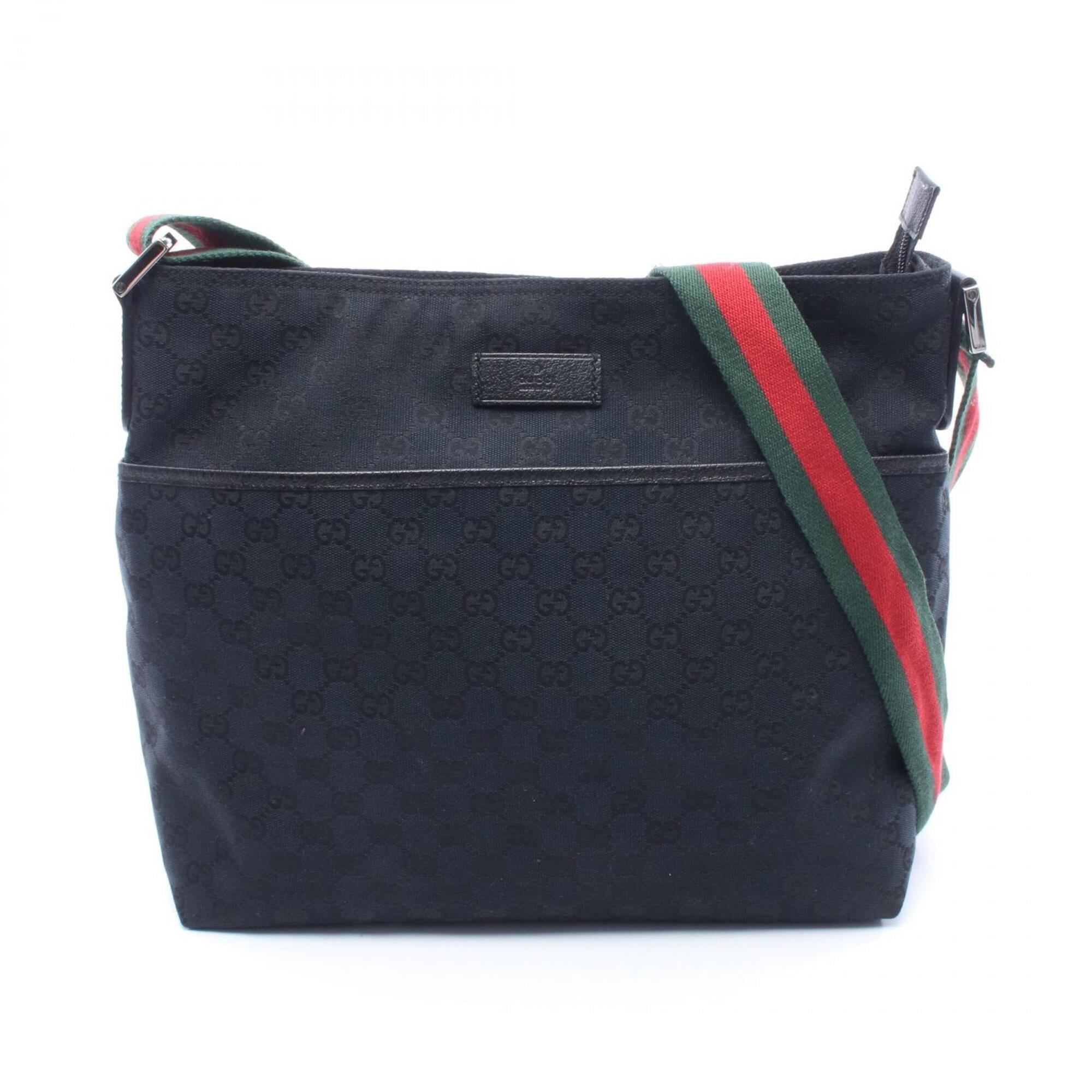 Gucci Gg Canvas Black Navy Gg Canvas Leather Handbag Shoulder Bag (Pre-Owned)
