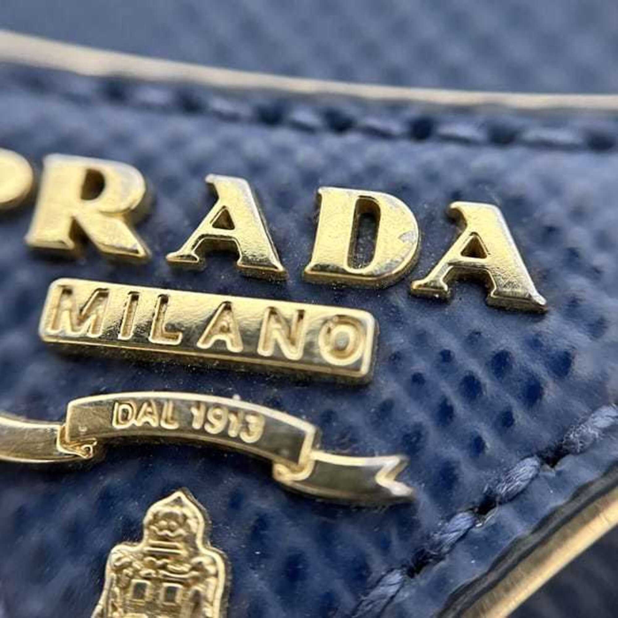 Prada Azzurro Blue Leather Shoulder Bag (Pre-Owned)