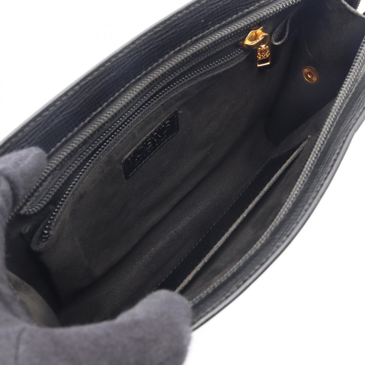 Loewe Black Leather Clutch Bag Handbag (Pre-Owned)