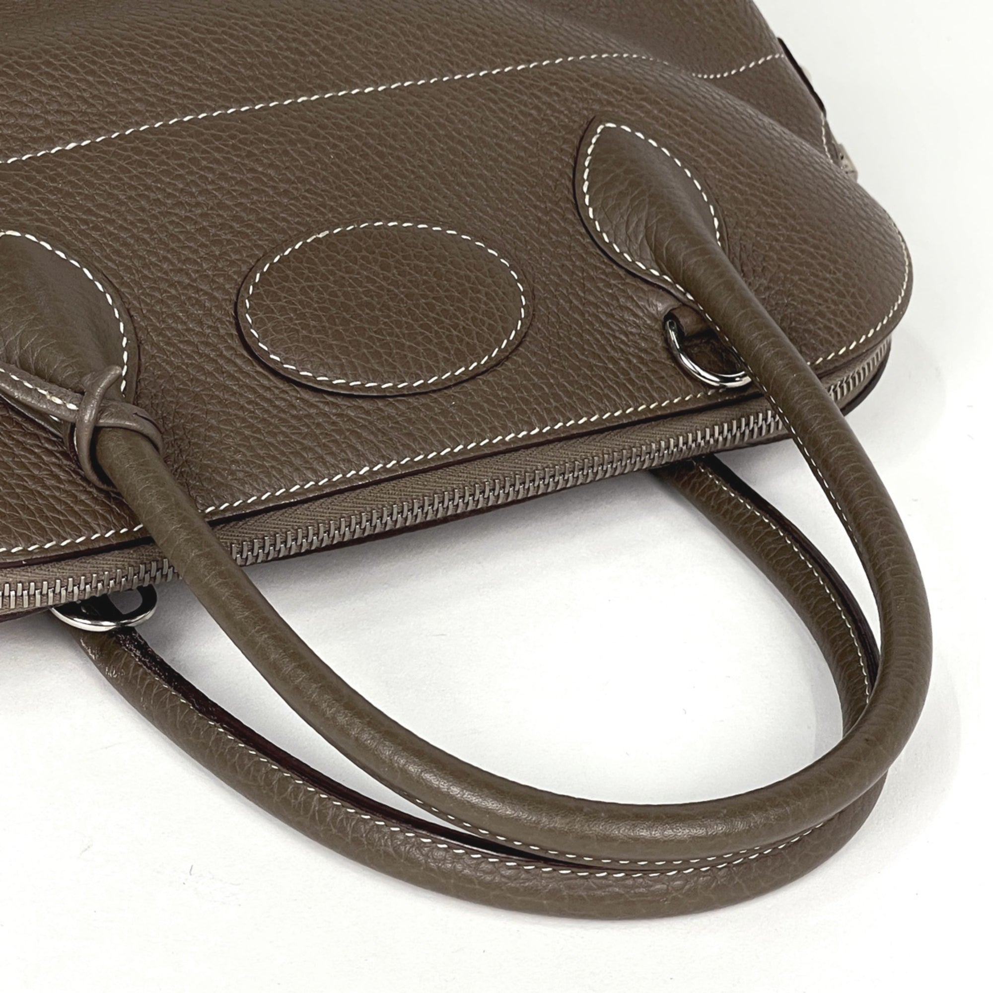 Hermes Etoupe Gray Taurillon Clemence Leather Handbag (Pre-Owned)
