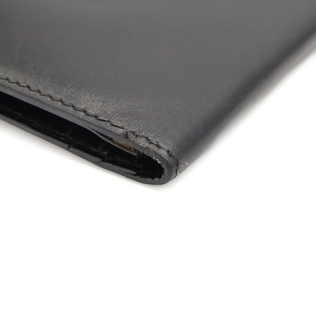 Hermes Black Box Calf Leather Long Wallet (Bi-Fold) (Pre-Owned)