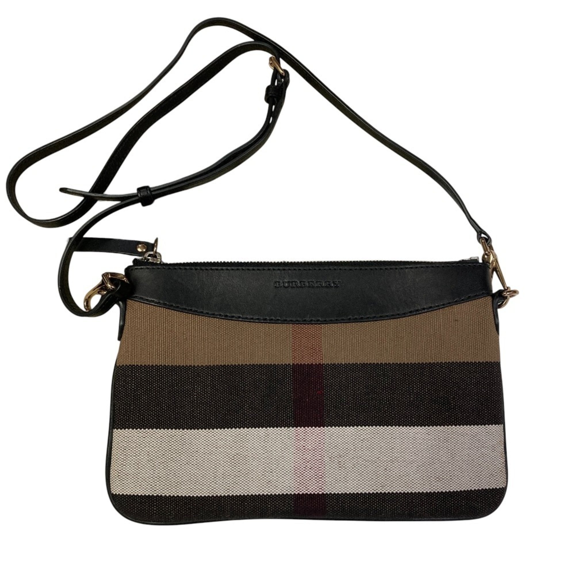 Burberry Black Brown White Canvas Shoulder Bag (Pre-Owned)
