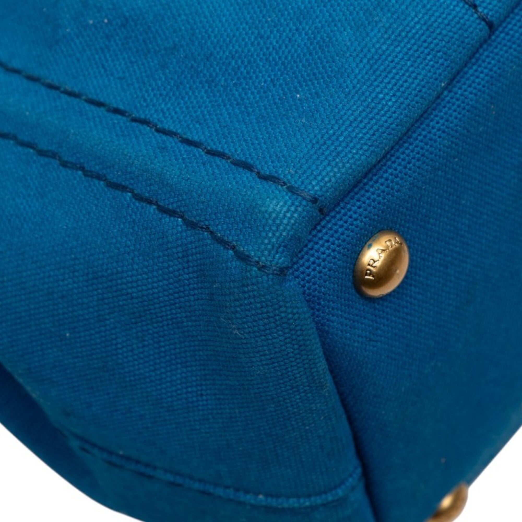 Prada Blue Canvas Handbag Shoulder Bag (Pre-Owned)