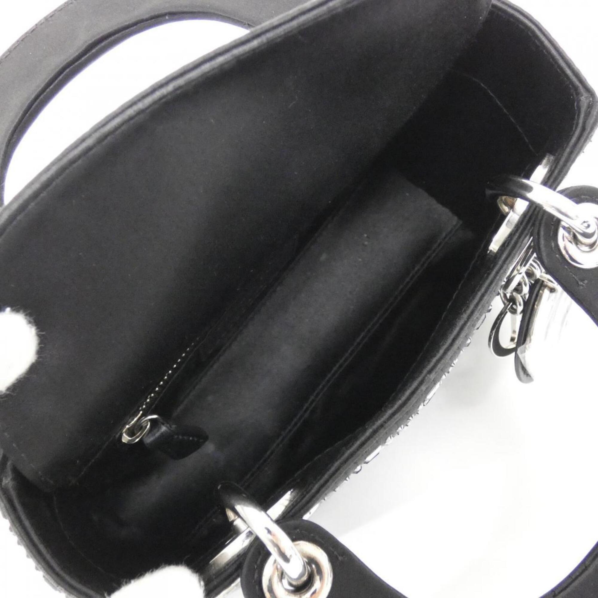Christian Dior Black White Satin Handbag (Pre-Owned)