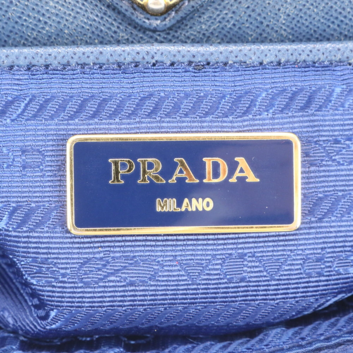 Prada Blue Leather Nylon Handbag Shoulder Bag Tote Bag (Pre-Owned)