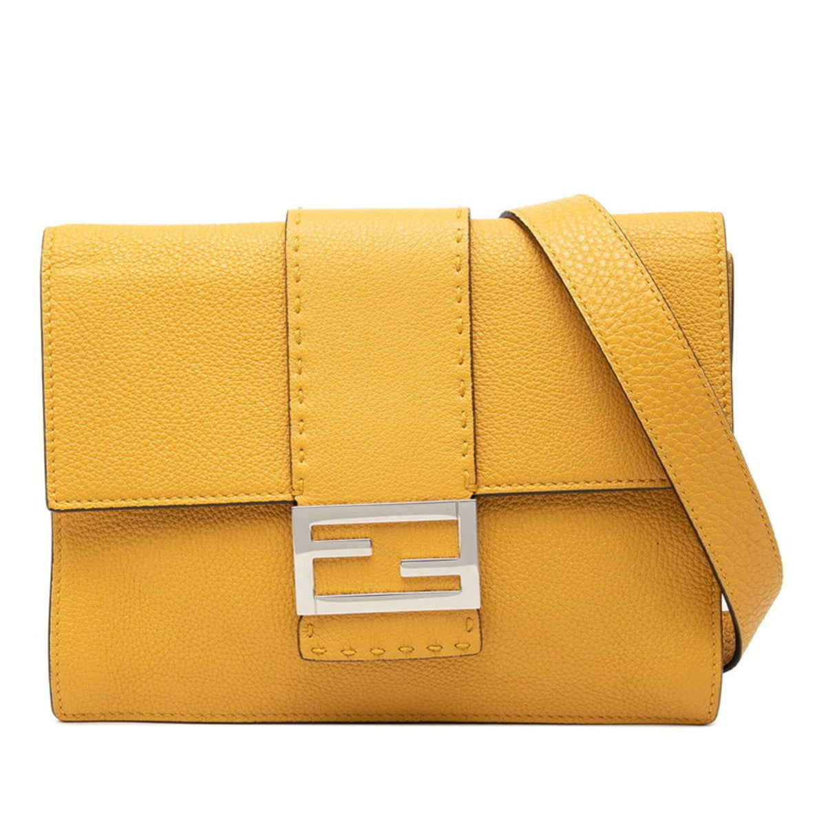 Fendi Yellow Leather Shoulder Bag (Pre-Owned)