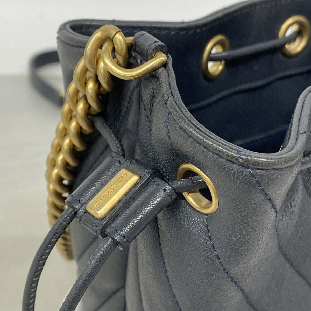 Chanel Navy Leather Shoulder Bag (Pre-Owned)