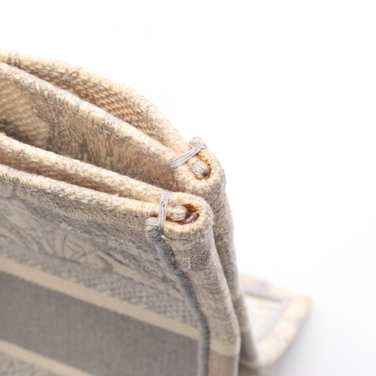 Christian Dior Gray Ivory Canvas Handbag Tote Bag (Pre-Owned)
