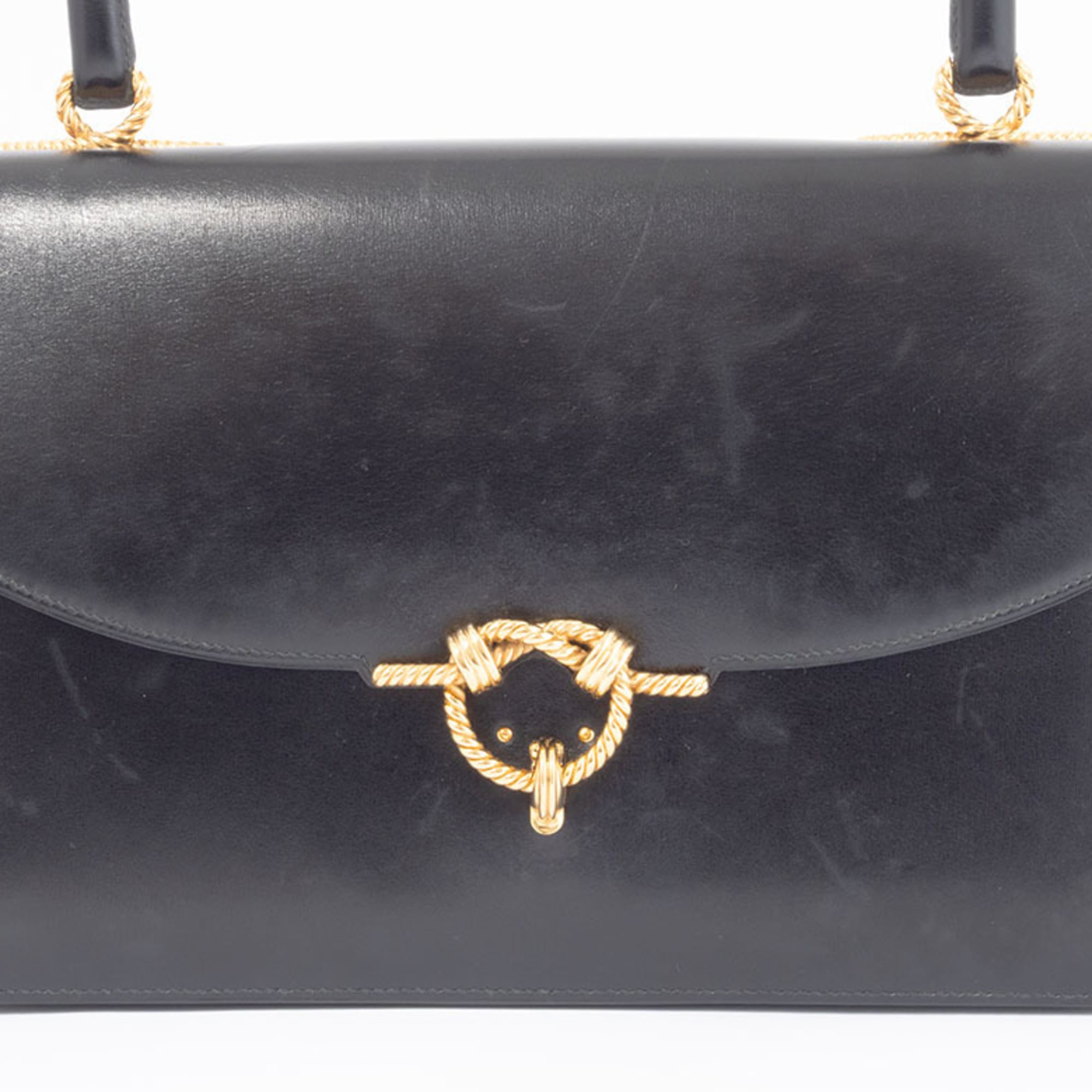 Hermes Black Box Calf Leather Handbag (Pre-Owned)