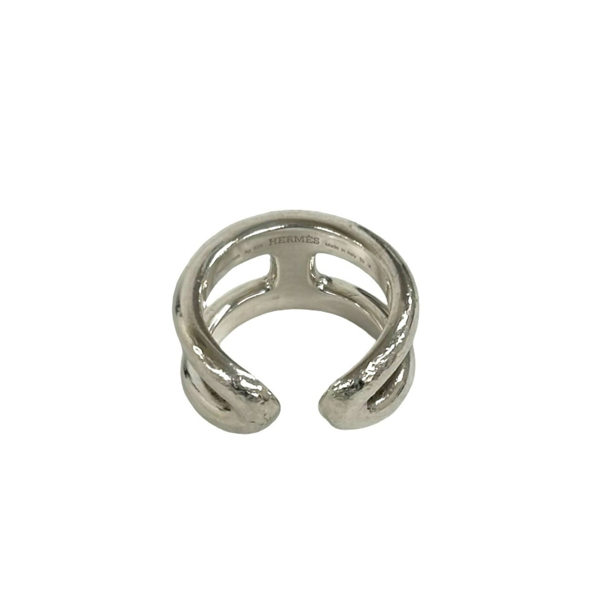 Hermes Silver Silver 925 Band Ring (Pre-Owned)