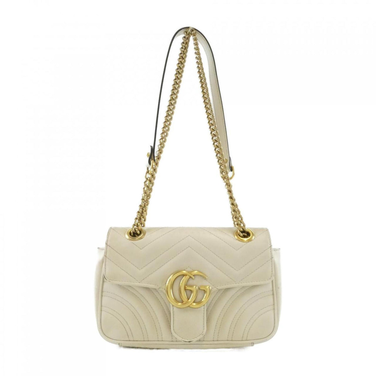 Gucci Gg Marmont White Leather Shoulder Bag (Pre-Owned)