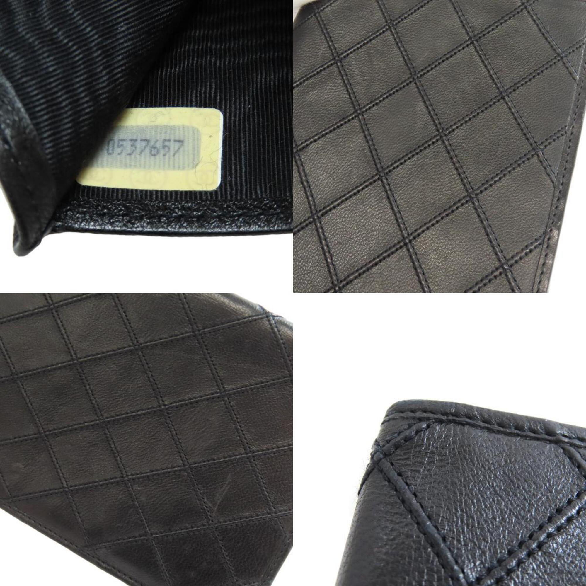 Chanel Black Leather Long Wallet (Bi-Fold) (Pre-Owned)