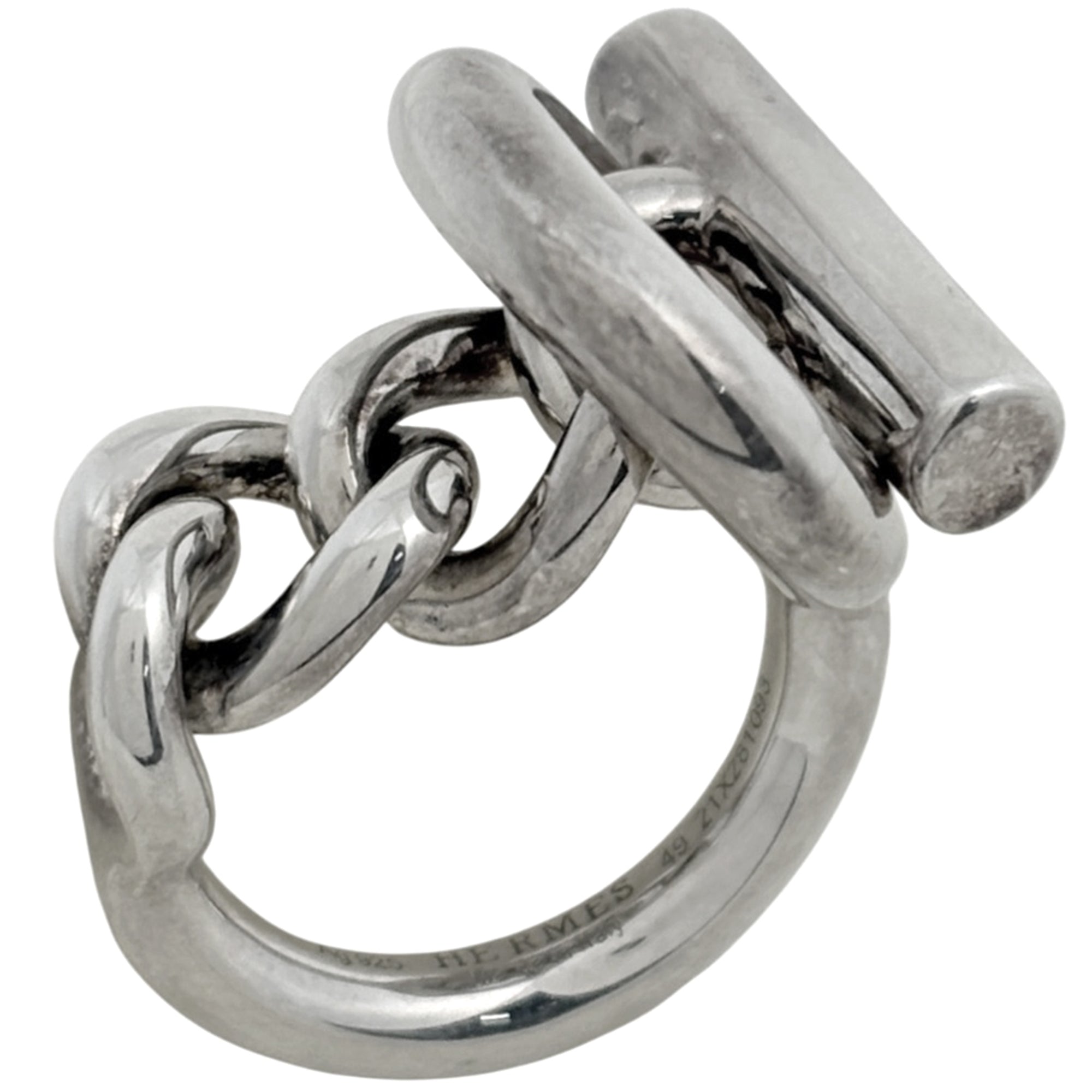 Hermes Silver Silver 925 Band Ring (Pre-Owned)