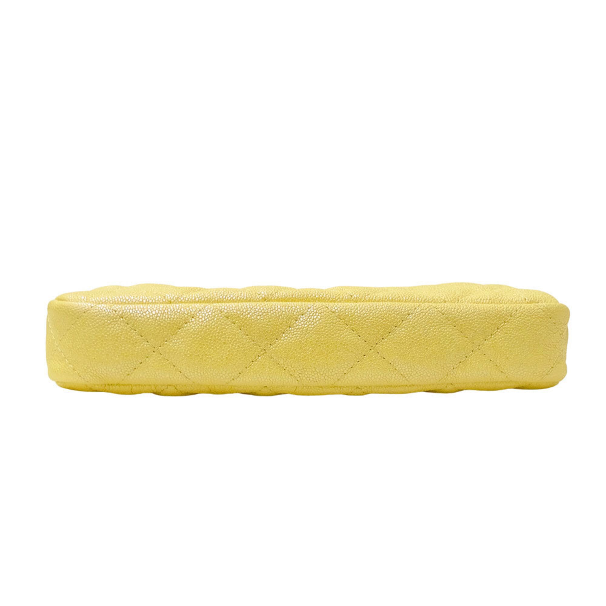 Chanel Yellow Grained Calfskin Chain/Shoulder Wallet (Pre-Owned)