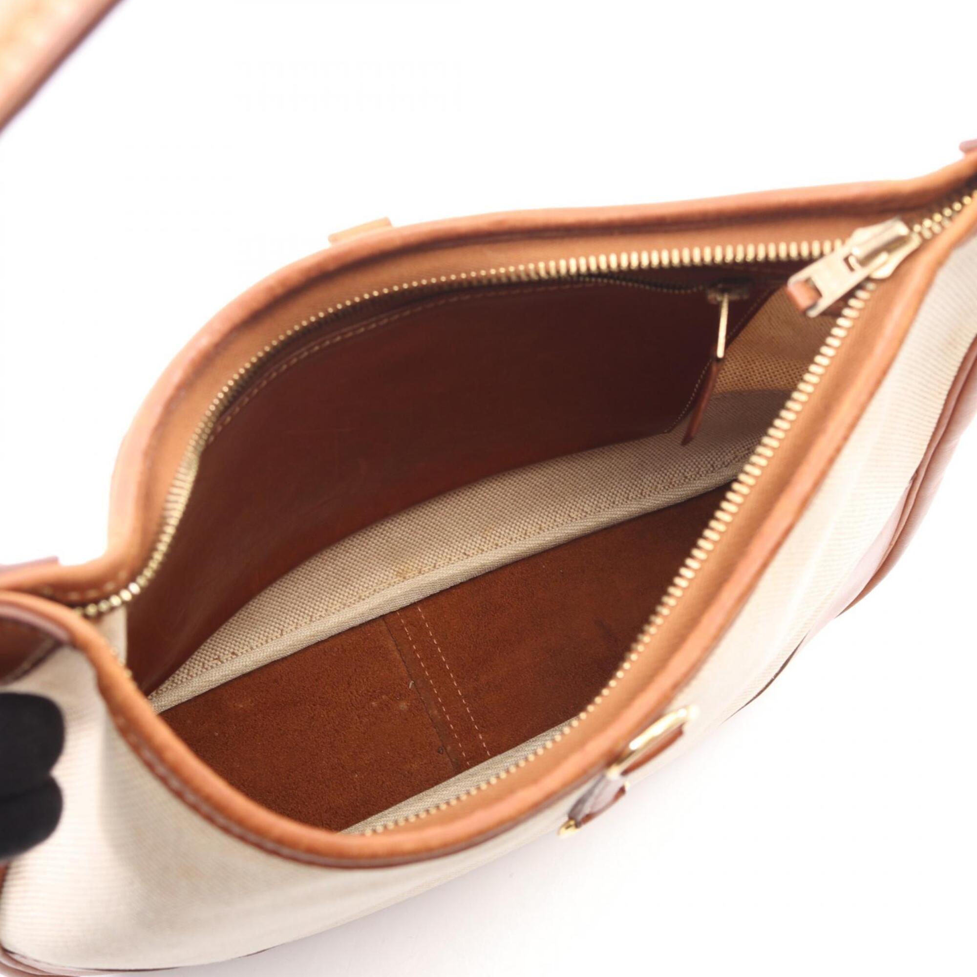 Hermes Beige Brown Toile H Leather Handbag Shoulder Bag (Pre-Owned)