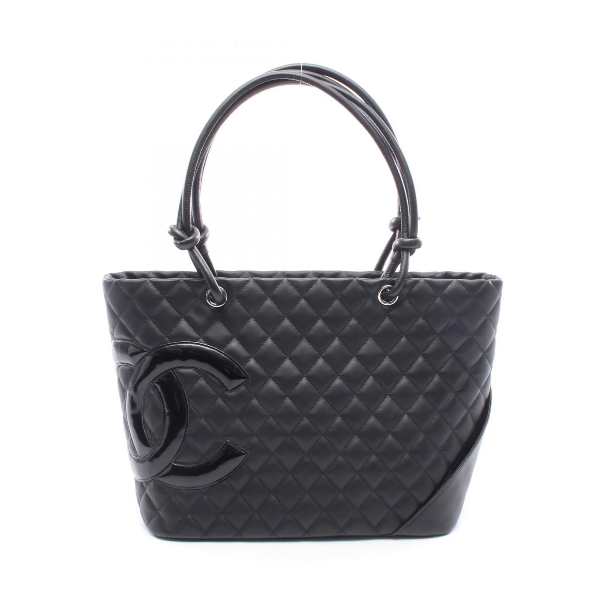 Chanel Black Leather Patent Leather Tote Bag (Pre-Owned)