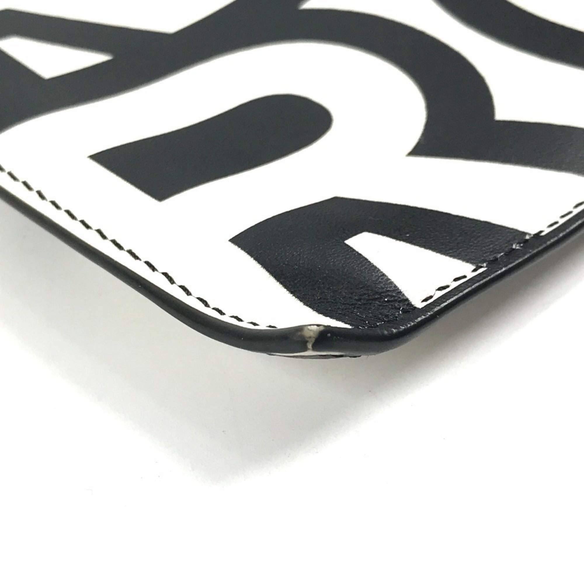 Fendi Black White Leather Clutch Bag Handbag Pouch (Pre-Owned)
