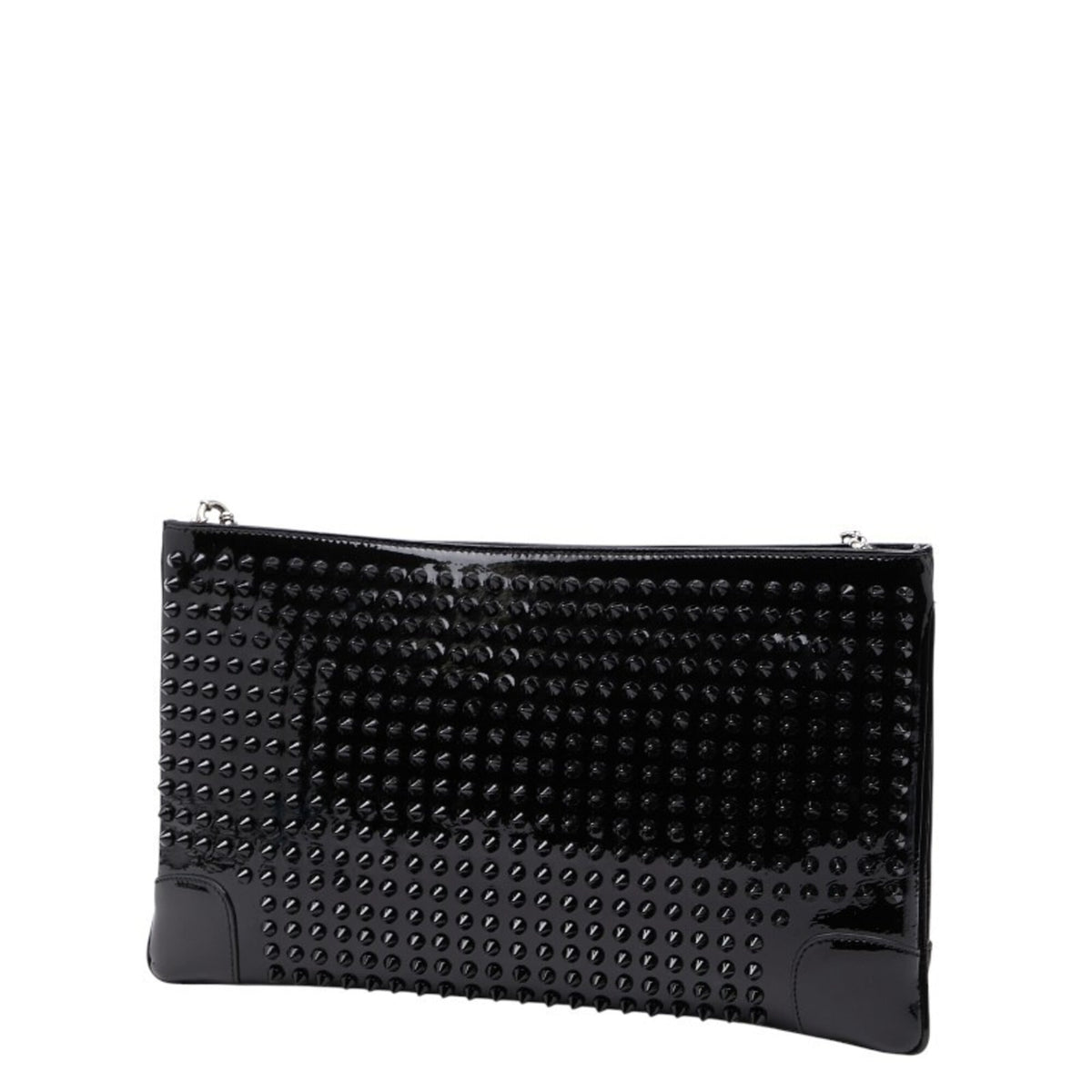 Christian Louboutin Black Patent Leather Clutch Bag Shoulder Bag (Pre-Owned)