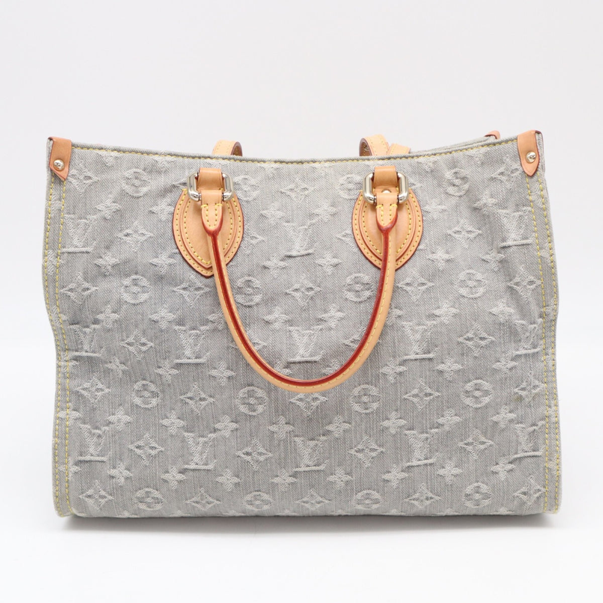Louis Vuitton Beige Blue Cotton Handbag (Pre-Owned)
