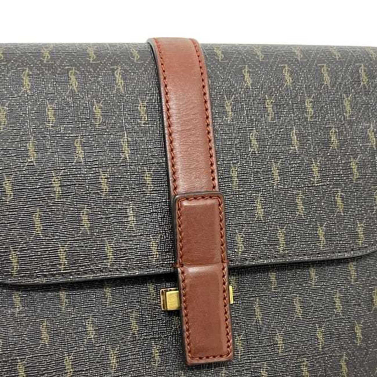 Saint Laurent Brown Dark Brown Pvc Leather Shoulder Bag (Pre-Owned)