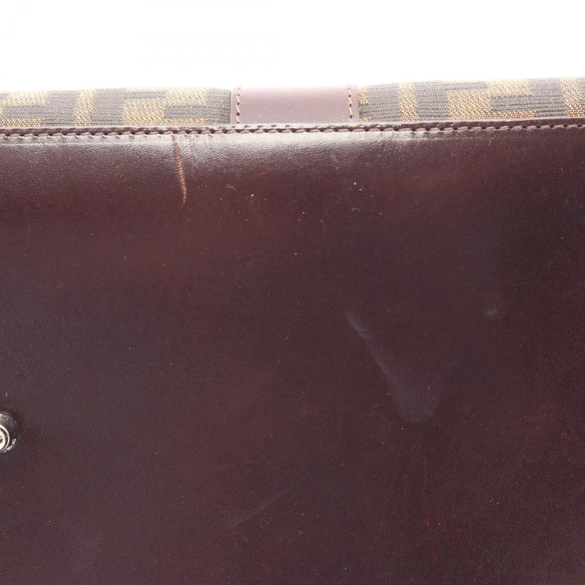 Fendi Brown Canvas Leather Handbag (Pre-Owned)