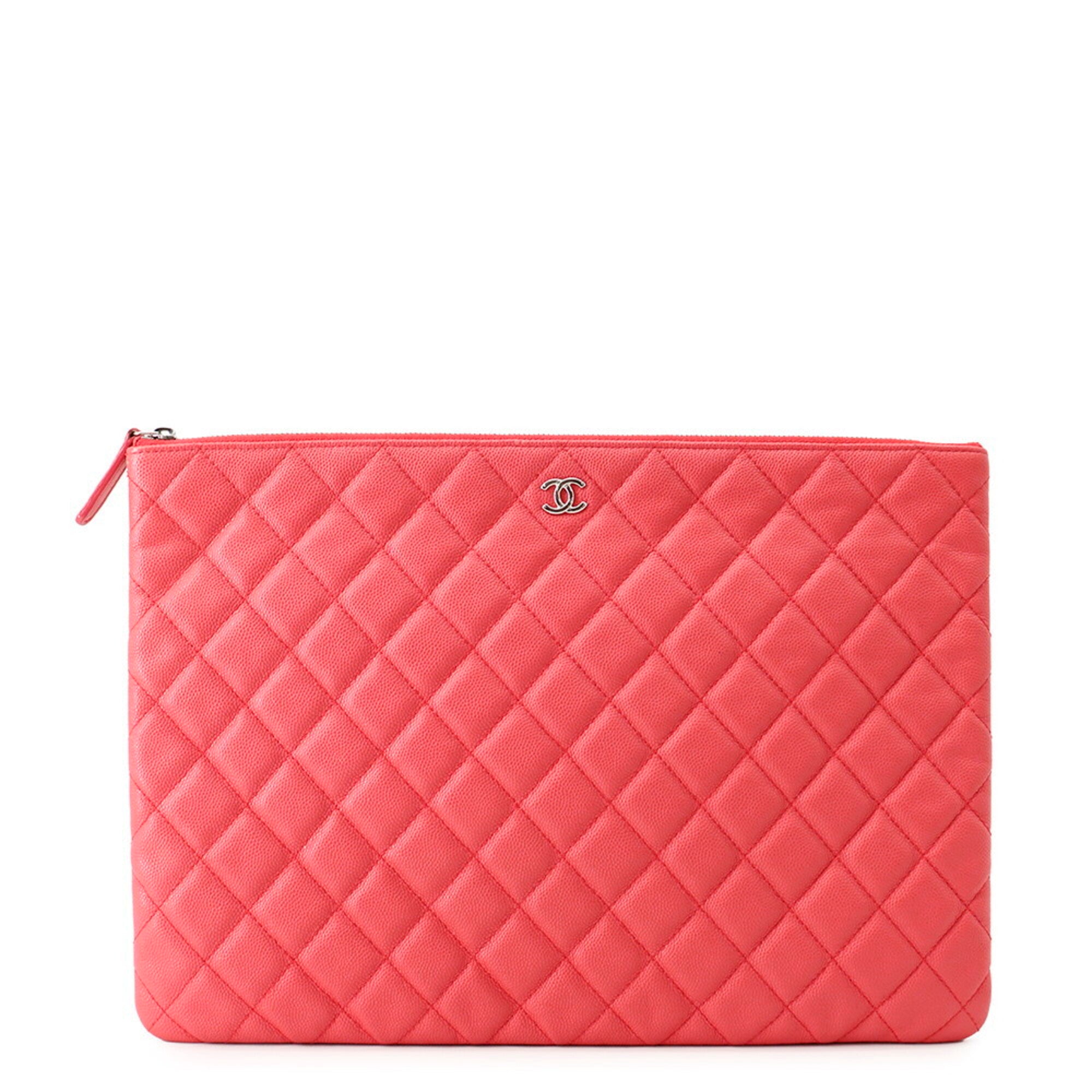 Chanel Matelasse Pink Grained Calfskin Clutch Bag (Pre-Owned)