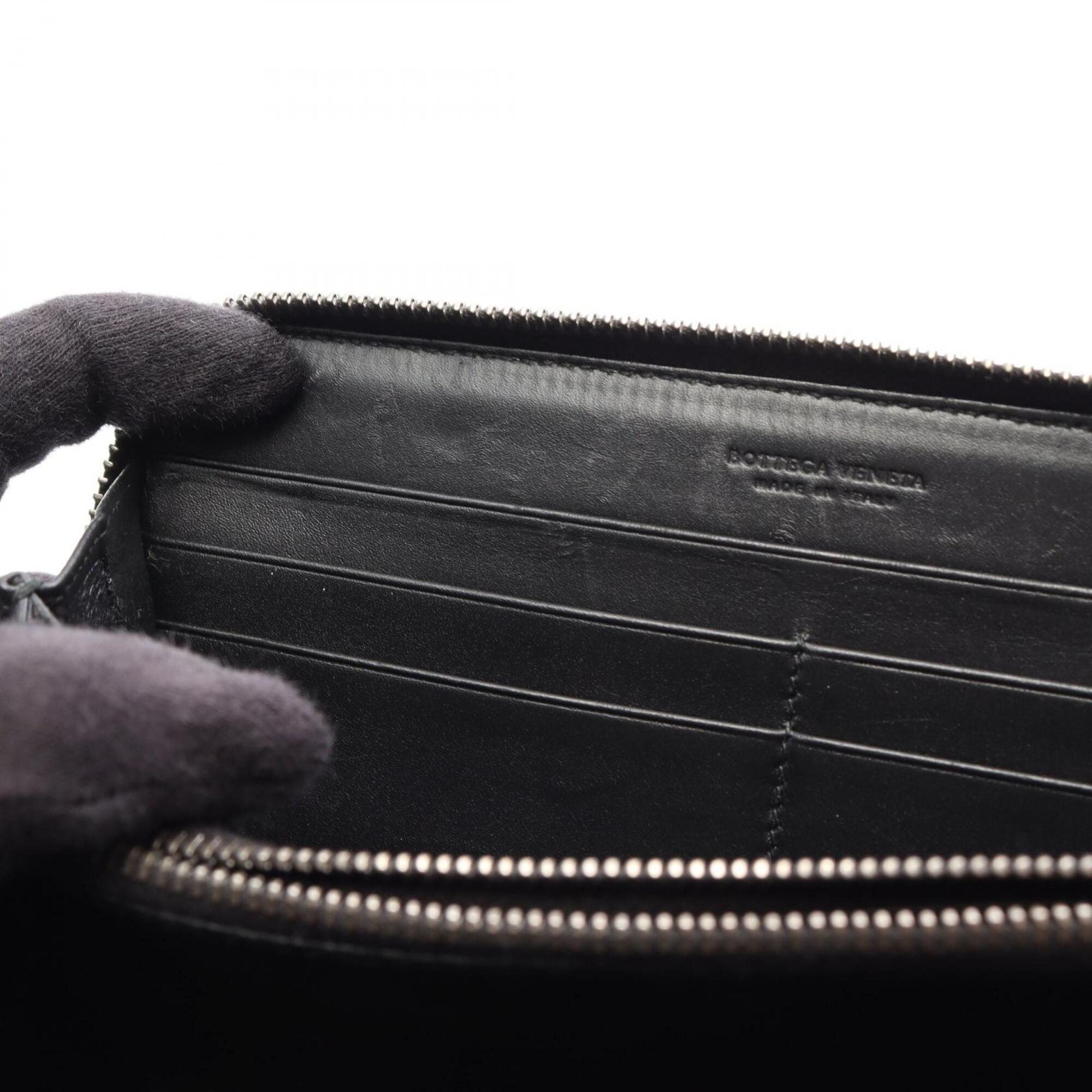 Bottega Veneta Black Leather Long Wallet (Bi-Fold) (Pre-Owned)