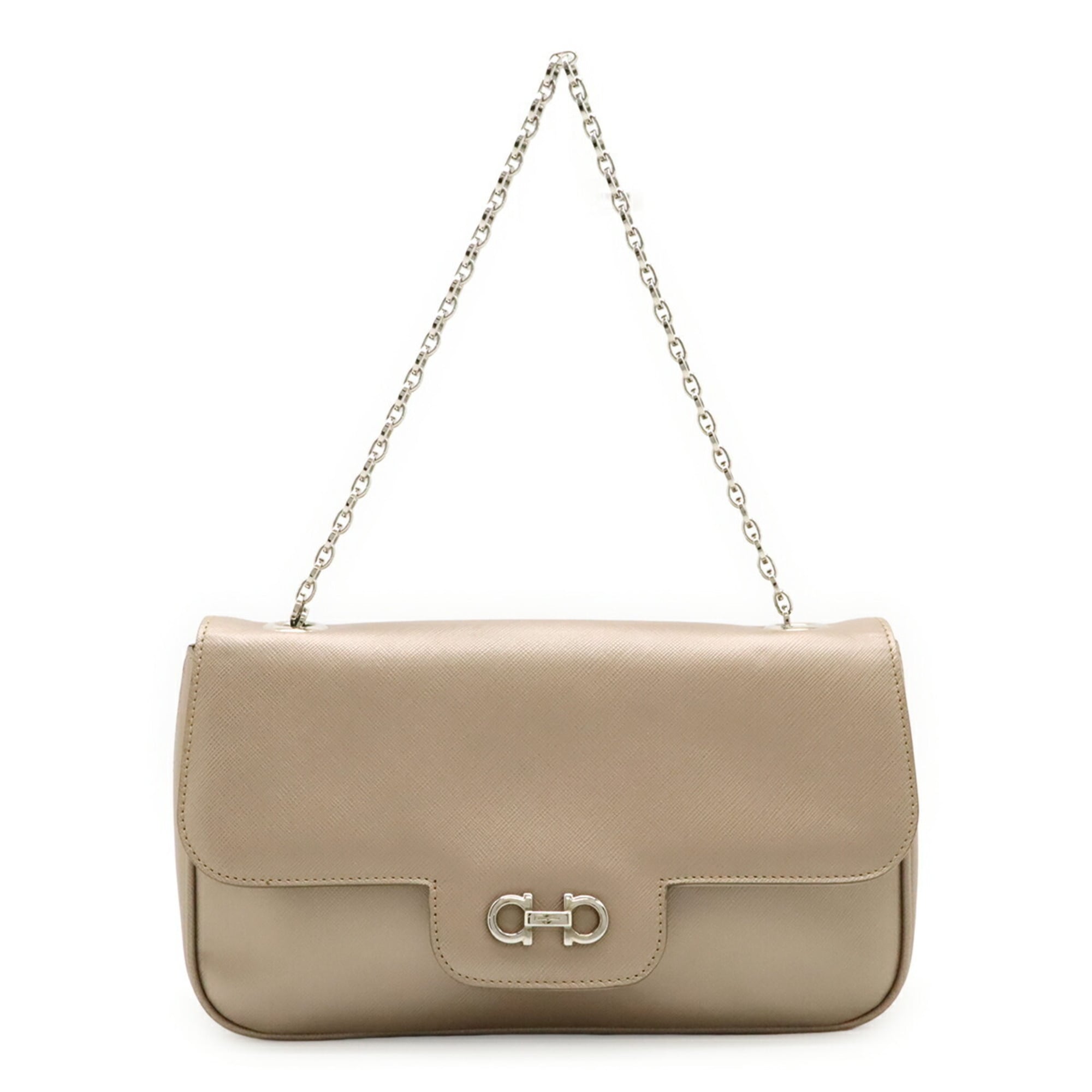Salvatore Ferragamo Champagne Pink Leather Handbag (Pre-Owned)