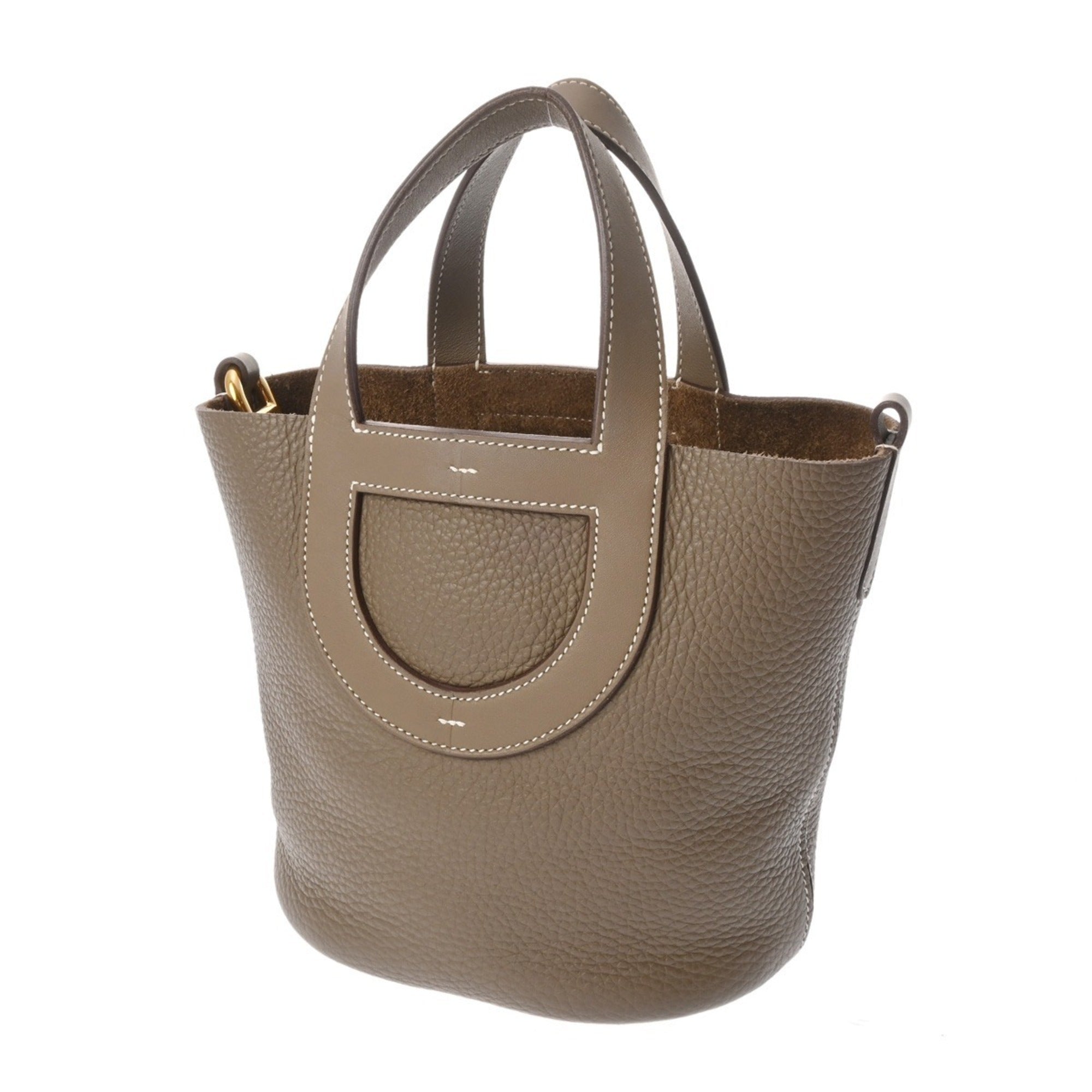 Hermes Etoupe Gray Taurillon Clemence Leather Swift Leather Handbag (Pre-Owned)