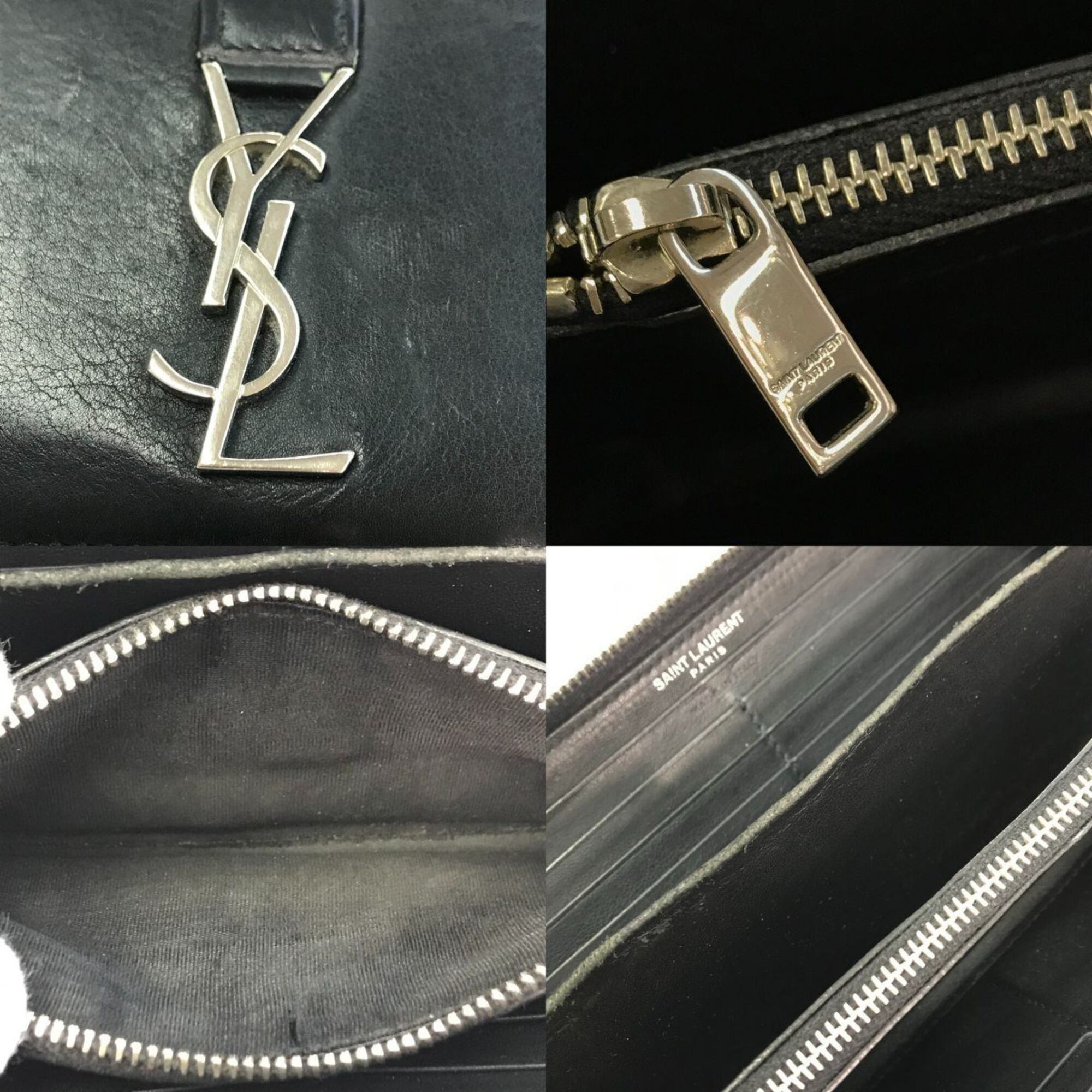 Saint Laurent Black Leather Long Wallet (Bi-Fold) (Pre-Owned)