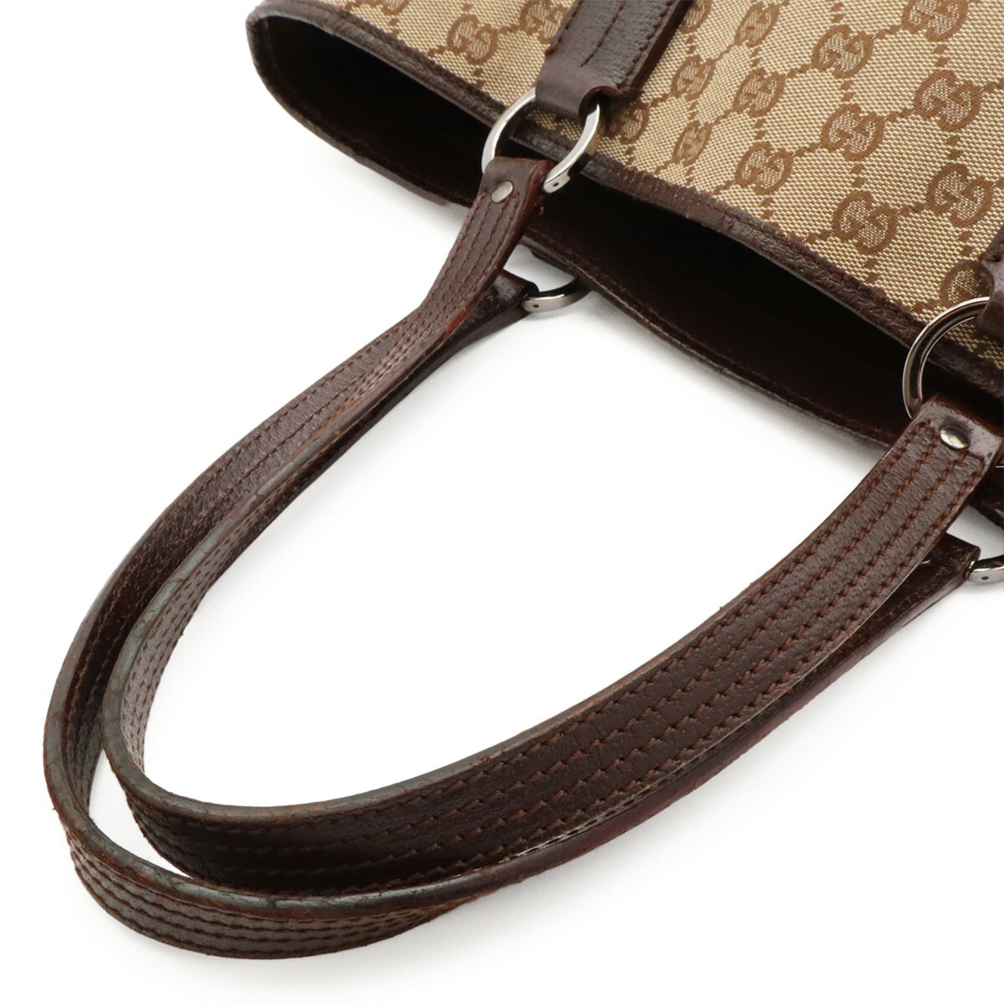 Gucci Beige Dark Brown Khaki Gg Canvas Shoulder Bag Tote Bag (Pre-Owned)