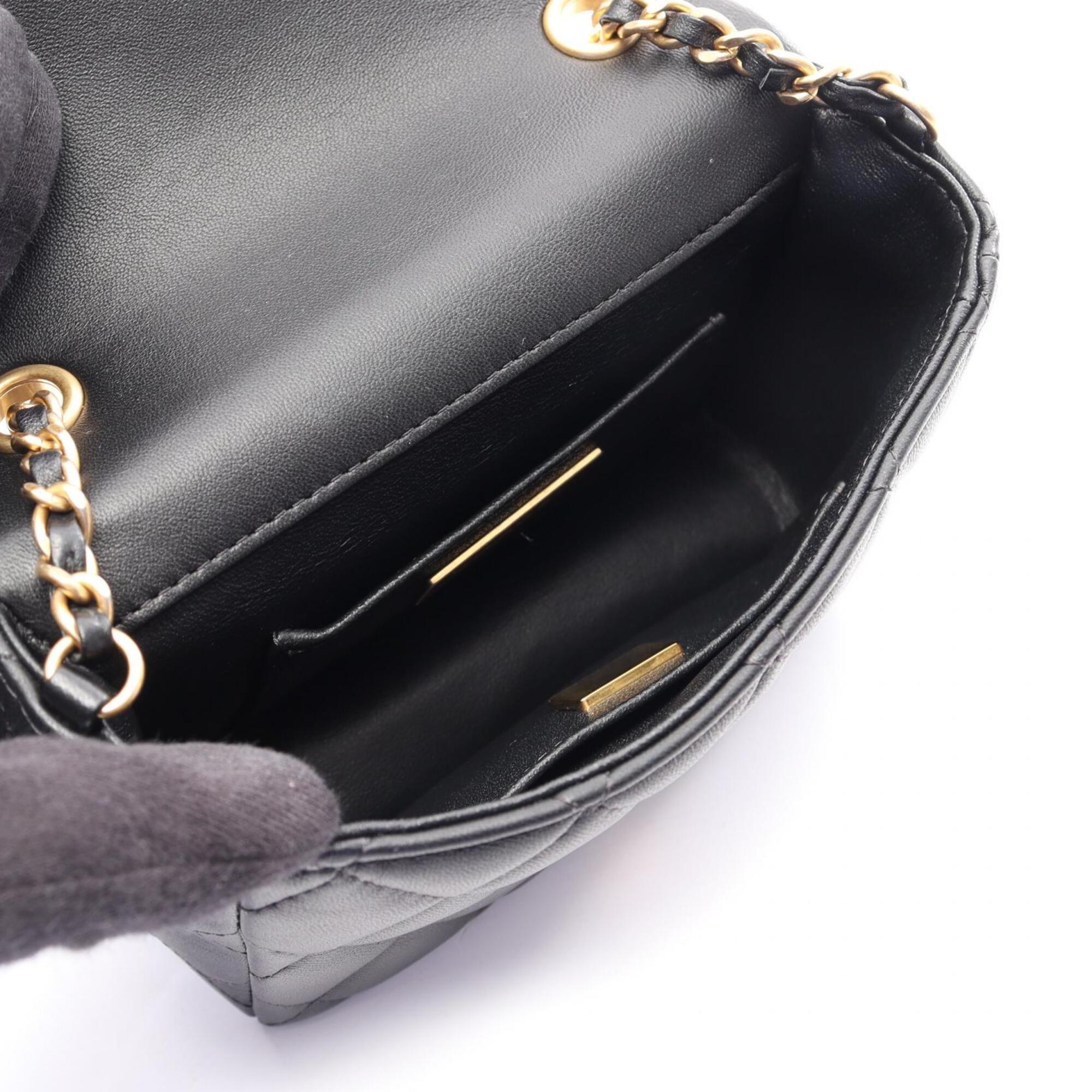 Chanel Black Leather Handbag Shoulder Bag (Pre-Owned)