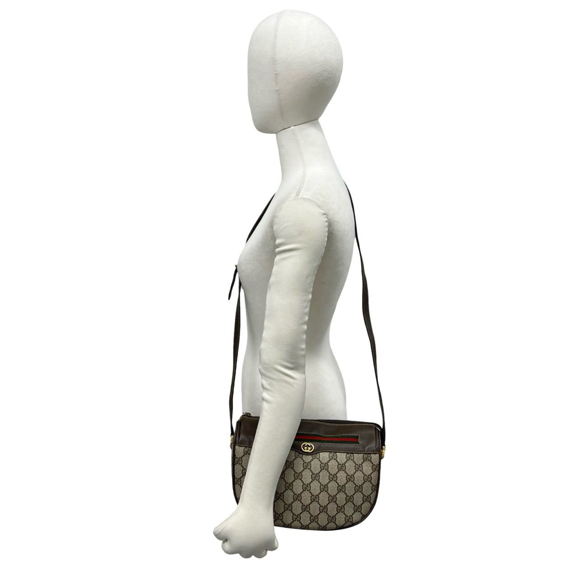 Gucci Brown Green Red Color Leather Pvc Pochette Shoulder Bag (Pre-Owned)