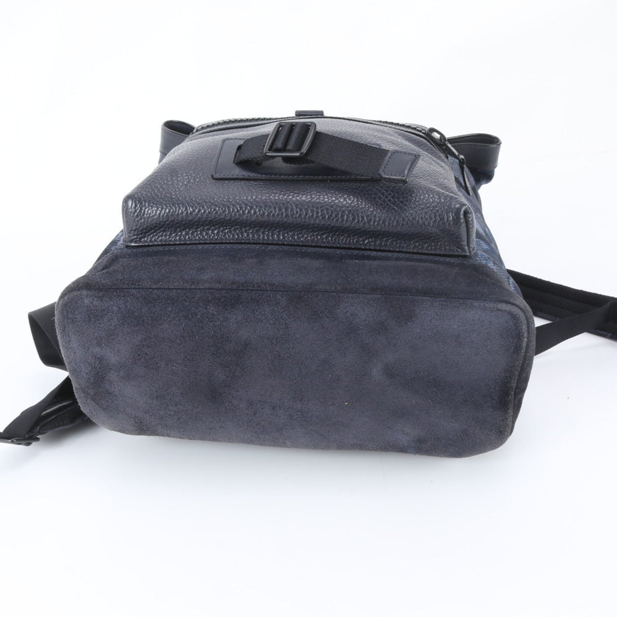 Coach Navy Leather Nylon Backpack Shoulder Bag (Pre-Owned)