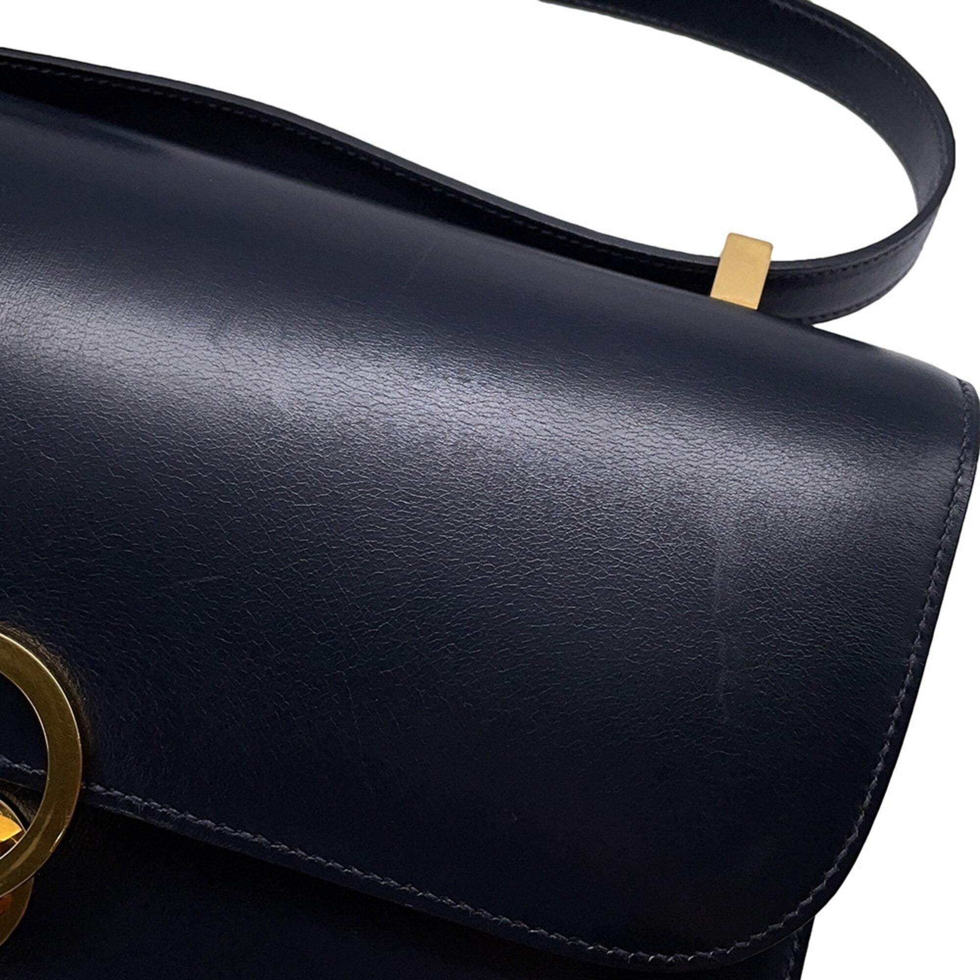 Hermes Navy Box Calf Leather Handbag Shoulder Bag (Pre-Owned)