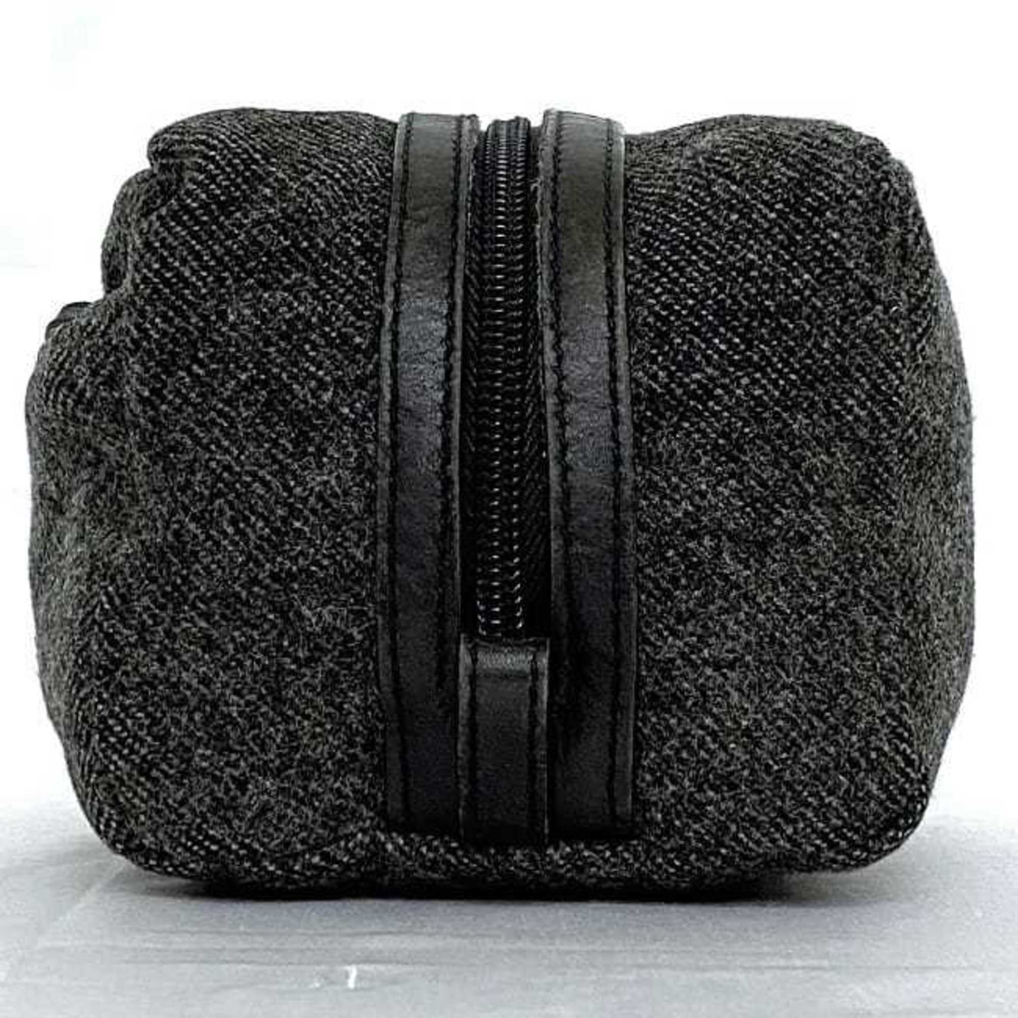 Prada Gray Tweed Wool Nylon Pouch (Pre-Owned)