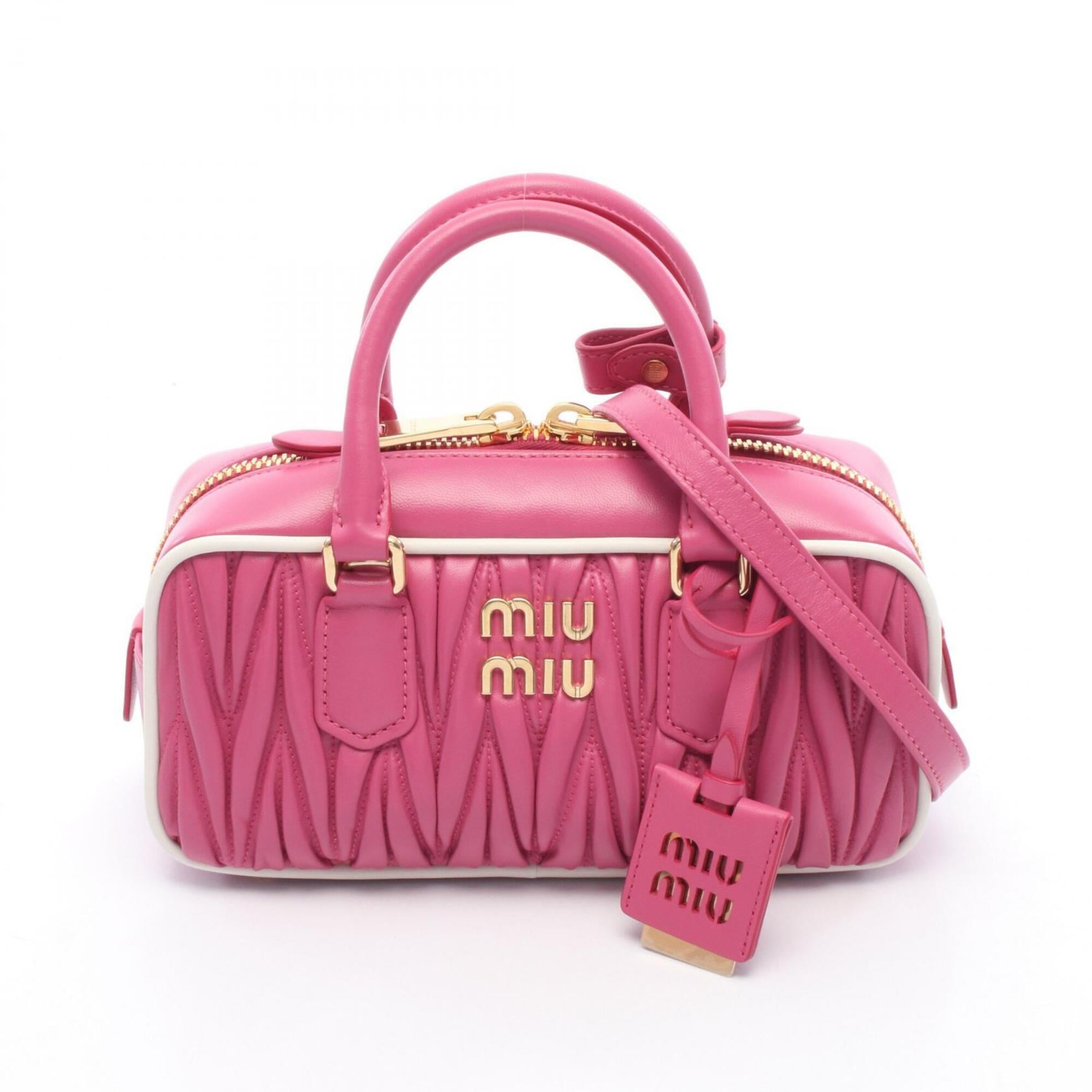Miu Miu Pink White Leather Handbag (Pre-Owned)